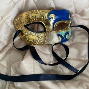 Musical Masquerade Venetian Eye Mask - Blue, gold, teal, black
